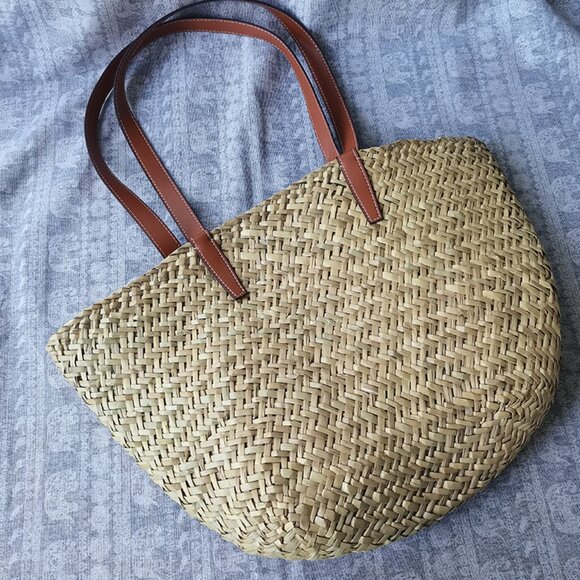 Celine Palm Leaf And Calfskin Tote - Picture 2 of 9